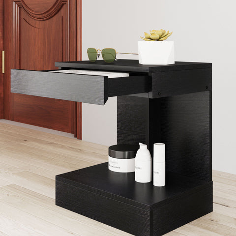 Rootz Bedside Table - Side Table - Sofa Table - Hidden Drawer & Storage - 40L x 30W x 46H cm