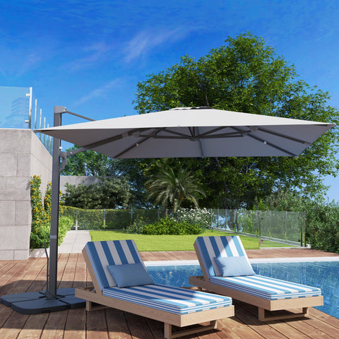 Rootz 360° Rotatable Parasol - Cantilever Umbrella - Patio Sunshade - Optimal Sun Protection - 365cm x 297cm x 256cm