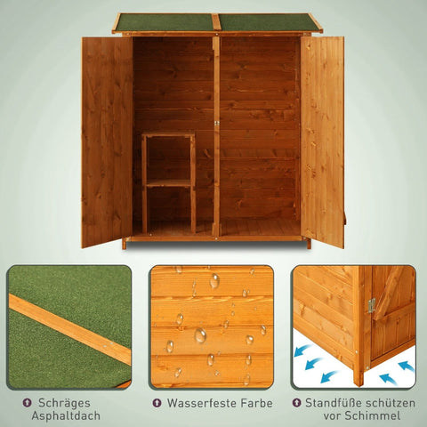 Rootz Tool Shed with Side Table - Garden Storage - Outdoor Shed - Weatherproof - Multi-functional - Secure - 139W x 75D x 160H cm - Fir Wood