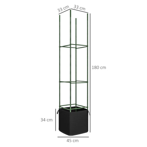 Rootz Planters - Trellis - Set Of 2 Bag - Adjustable Levels - Stainless Steel - Felt - Plastic - Green - 33L x 33W x 180H cm