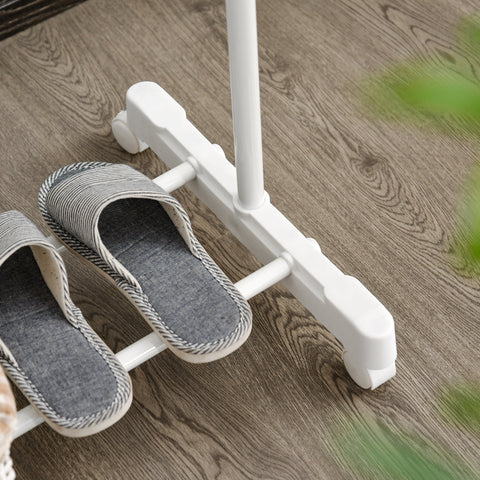 Rootz Rollable Cloakroom Stand - Adjustable Wardrobe Stand - Mobile Clothing Rack - Maximizes Storage with Shelf - 68.5cm x 87-145cm x 62cm