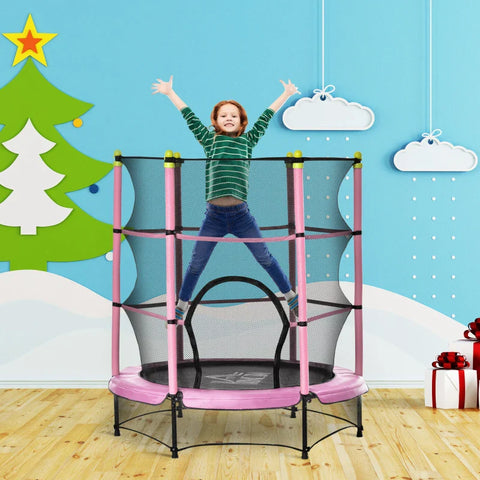 Rootz Trampoline for Children - Fitness Trampoline with Safety Net - Toddler Trampoline - Springless design - Indoor - Outdoor - Pink - 140L x 140W x 160H cm