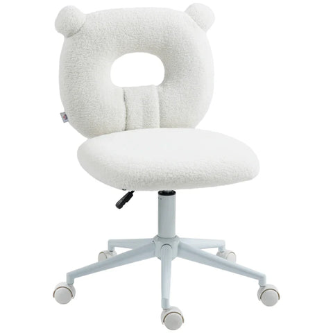 Rootz Office Chair - Desk Chair - Height Adjustable - Teddy Fur - Teddy Fleece - 100% Polyester - Steel - White - 50 Cm X 56 Cm X 90 Cm