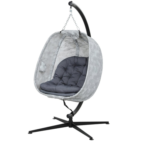 Rootz Egg-Shaped Outdoor Hanging Chair - Wall Swing - Nest-Like Seat - Ultimate Comfort - 126L x 90B x 180H cm