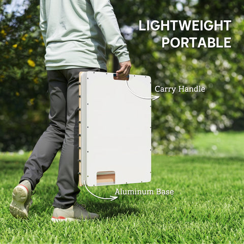 Rootz Ground Garden Shower - Outdoor Soil Shower - Portable Patio Fountain - Adjustable 4m Height - White, Brown - 70cm x 55cm Aluminum Base