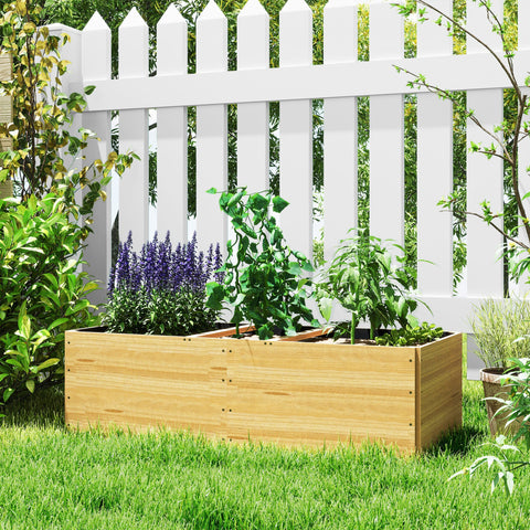 Rootz Wooden Raised Bed - Plant Bed - Garden Planter - Promotes Healthy Root Growth - 3 Planting Zones - 140 x 60 x 40 cm