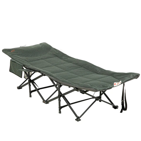 Rootz Folding Sun Lounger - Cup Holder - Backrest Side Pocket - Up To 120kg - Soft Padding - Oxford - PP foam - Gray - 68L x 186W x 48H cm