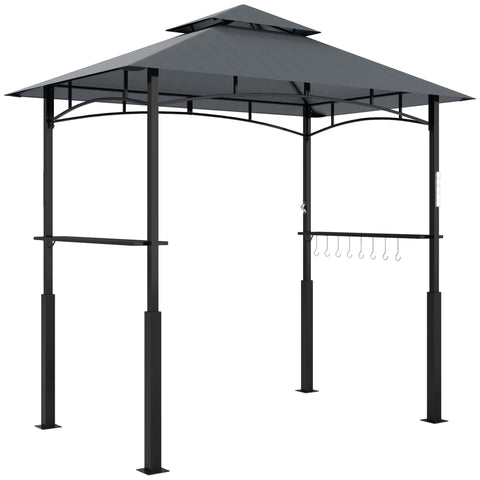 Rootz Grill Pavilion - Garden Grill Tent - BBQ Shelter - Perfect Air Circulation - 243L x 148B x 248H cm - LED Lighting & Spice Shelves
