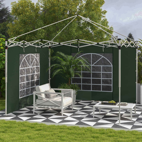 Rootz Gazebo Side Walls - Pavilion Tarpaulins - Party Tent Replacement - Durable & Easy Access - 295cm x 195cm - Green Oxford Fabric