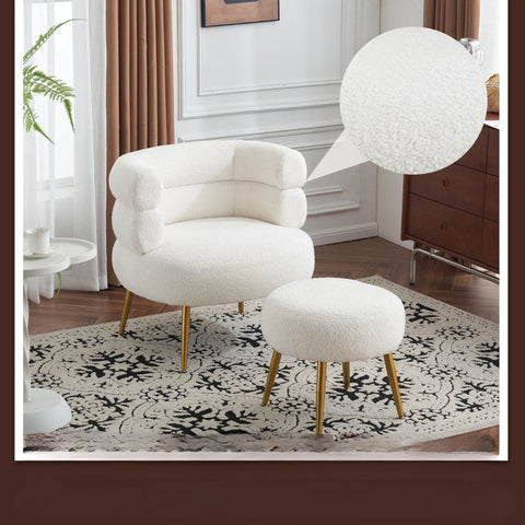 Rootz White Recliner Chair & Footstool Set - Armchair - Lounge Chair - Optimal Comfort - 69cm Seat Width x 69cm x 67cm x 73cm