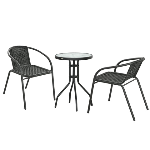 Rootz 3 Piece Garden Furniture Set - Patio Set - Outdoor Lounge - Weather-Resistant - 2 Armchairs & Coffee Table - 56x58x72.5cm, Ø50x72cm