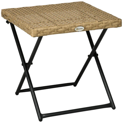 Rootz Garden Table - Polyrattan Balcony Table - Foldable - Steel Frame - Easy To Clean - Polyrattan - Natural - 40x40x40 cm