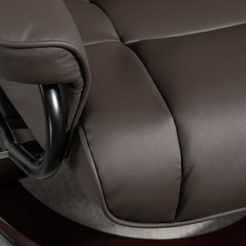 Rootz Relaxation Armchair Set - Recliner & Ottoman - Lounge Chair - 360° Swivel Base - Faux Leather - 76cm x 85cm x 104cm - Brown