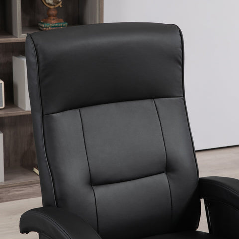 Rootz Rotatable Upholstered Chair - Swivel Chair - Recliner - Synthetic Leather Comfort - 66x86x107cm - Black