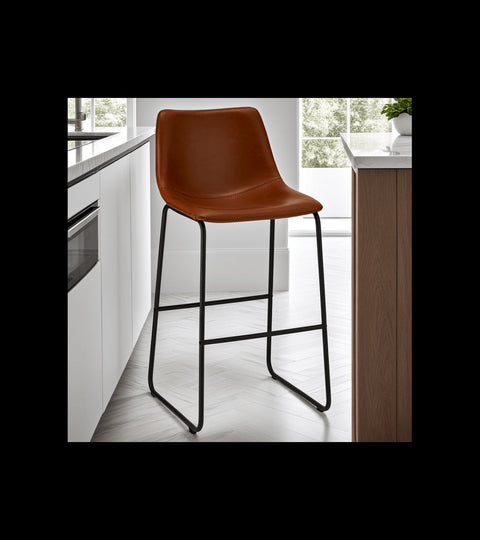 Rootz Bar Stool - Counter Stool - High Chair - Faux Leather - Durable & Easy Maintenance - Elegant & Versatile - 46cm x 54cm x 97cm