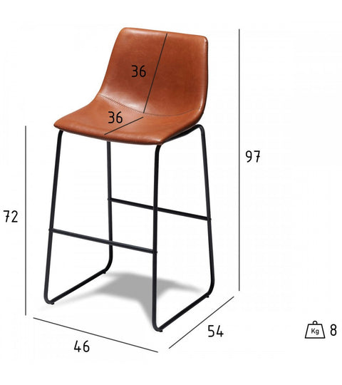 Rootz Bar Stool - Counter Stool - High Chair - Faux Leather - Durable & Easy Maintenance - Elegant & Versatile - 46cm x 54cm x 97cm
