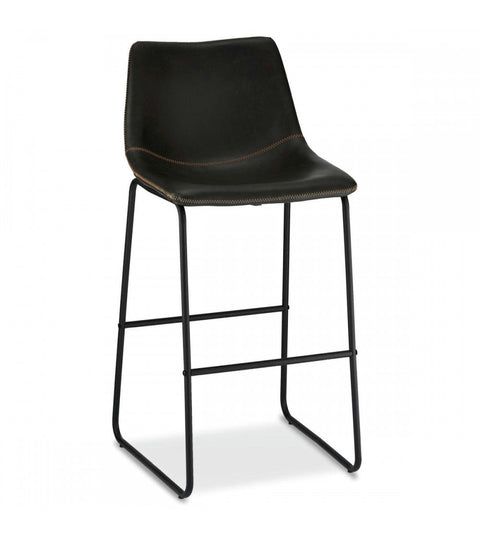 Rootz Bar Stool - Counter Stool - High Chair - Supreme Comfort - Elegant Design - Durable - 46cm x 54cm x 97cm - Metal Frame with Faux Leather