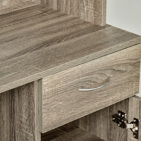 Rootz Kitchen Cabinet - Cupboard - Storage Unit - Extra Sophistication - 71cm x 41cm x 178cm - E1 Chipboard - Grey Brown
