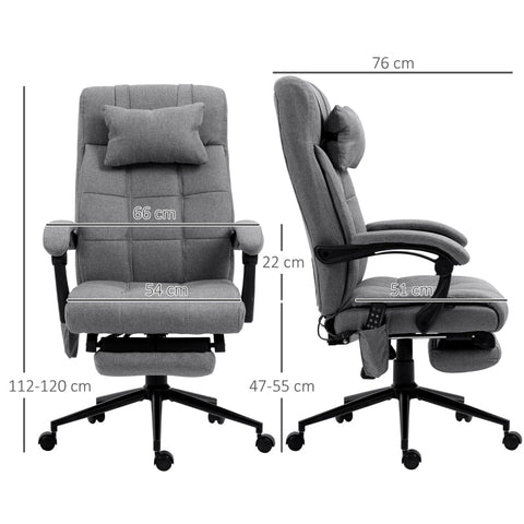 Rootz Massage Office Chair - Ergonomic Chair - 155° Reclining - Lumbar Heating - 66cm x 76cm x 112-120cm