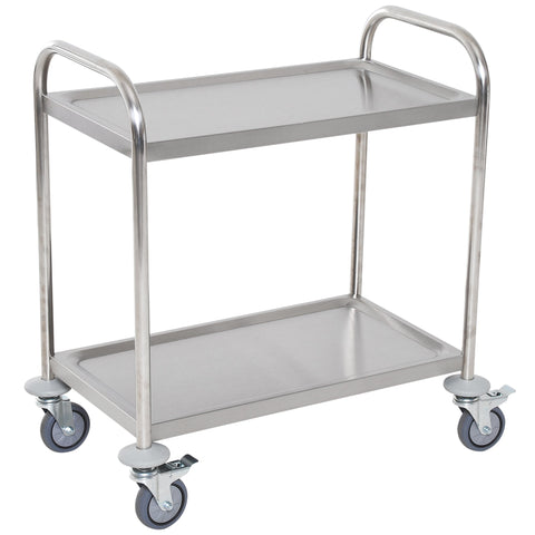 Rootz Serving Trolley - Kitchen Cart - Rolling Storage - Durable & Stylish - 71L x 41W x 81H cm - Chrome-Plated Stainless Steel