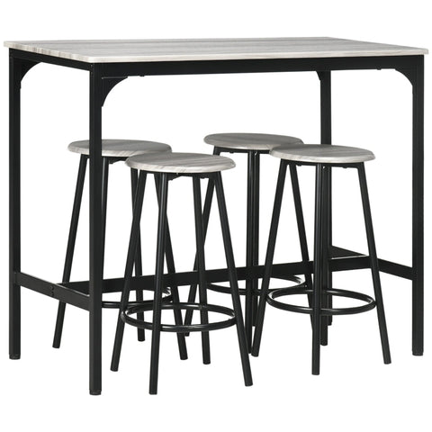 Rootz 5-Piece Bar Table Set - Industrial Dining Set - Compact Bar Furniture - Space-Saving Design - 110cm x 50cm x 89.5cm Table