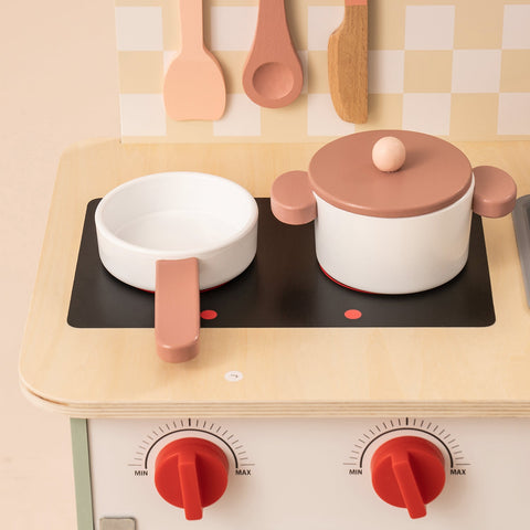 Rootz Wooden Play Kitchen Playset for Kids - Toy Kitchen - Pretend Play Kitchen - Safe, Fun, Educational - 76 x 38 x 89 cm - Non-Toxic Wood