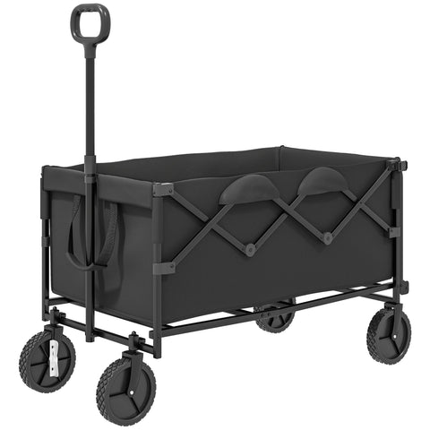 Rootz Foldable Garden Car - Transport Trolley - Heavy Duty Cart - Supports 100kg - 95cm x 55cm x 102cm - Black