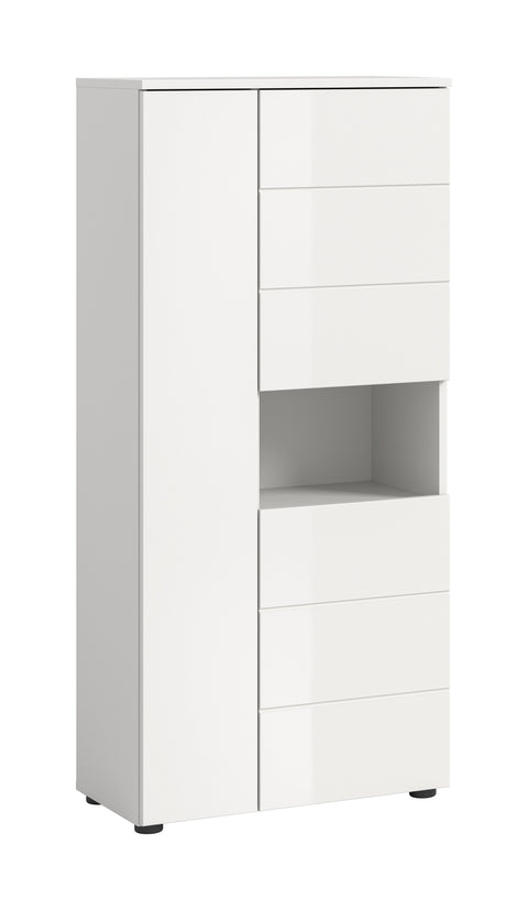 Rootz Freestanding Bathroom Cabinet - Storage Unit - Organizer - Easy Installation - 60x133x34 cm - White High Gloss