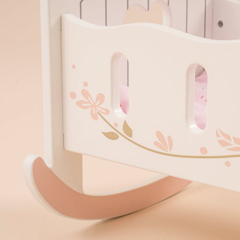 Rootz Baby Wooden Doll Crib - Doll Bed - Doll Cradle - Safety Material - Easy to Assemble - Cute Design - 53.5 x 34 x 32 cm