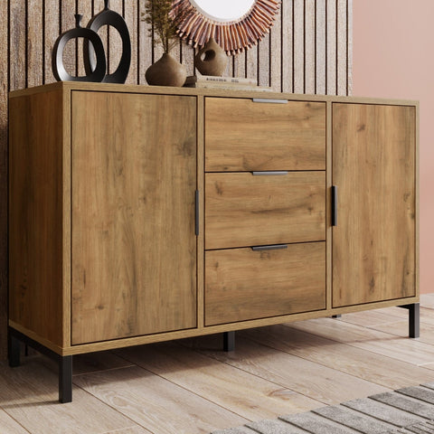 Rootz 2 Door 3 Drawer Chest - Storage Unit - Bedroom Dresser - Ample Storage - 120L x 40W x 76H cm