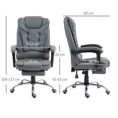 Rootz Office Chair with Footrest - Desk Chair - Adjustable Backrest - Comfort Seating - 64.5cm x 69cm x 117cm - Grey/Black