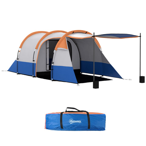 Rootz Camping Tent - Outdoor Shelter - Waterproof Tent - Lantern Hooks - Fits 3 People - 420cm x 200cm x 150cm - Orange