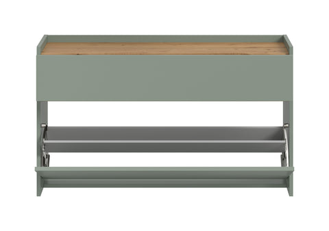 Rootz Shoe Cabinet - Shoe Organizer - Storage Unit - Sustainable Wood - 61x110x32 cm - Green and Brown