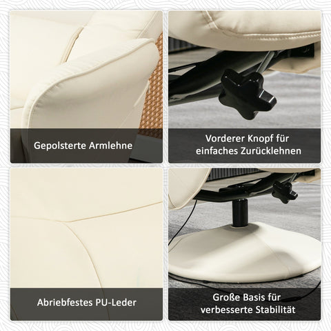 Rootz Massage Chair with Footstool - Ergonomic Recliner - Relaxation Seat - 10 Vibration Points - 76cm x 81cm x 105cm