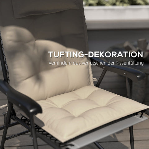 Rootz 2 Piece Sun Lounger Cushion Set - Garden Lounger Pads - Upholstered Cushions - Water-Repellent - Soft Cotton Comfort - 50x116x5 cm, Brown