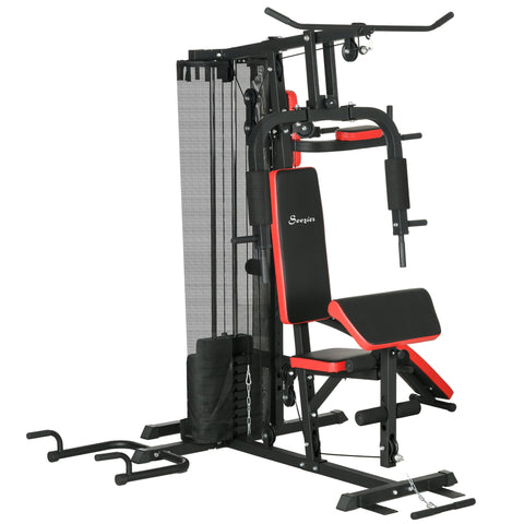 Rootz Multi-Purpose Training Station - Home Gym Equipment - Fitness Tower - 65kg Adjustable - 225cm x 175cm x 200cm - Steel & Faux Leather