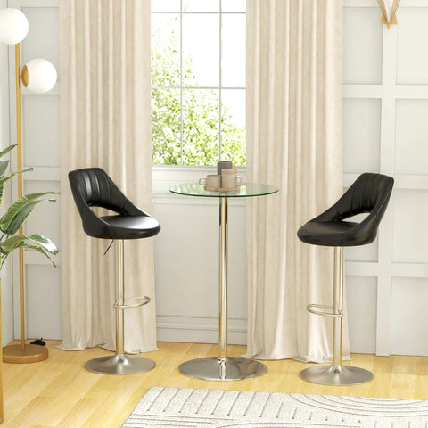 Rootz Bar Table - Table For 2 People - Modern Design - Round Table - Powder-coated Steel - Silver - 60 x 60 x 102 cm