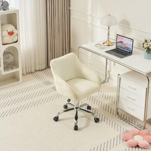 Rootz Adjustable Swivel Velvet Chair - Office Furniture - Makeup Stool - Optimal Comfort - 56L x 55W x 83H cm