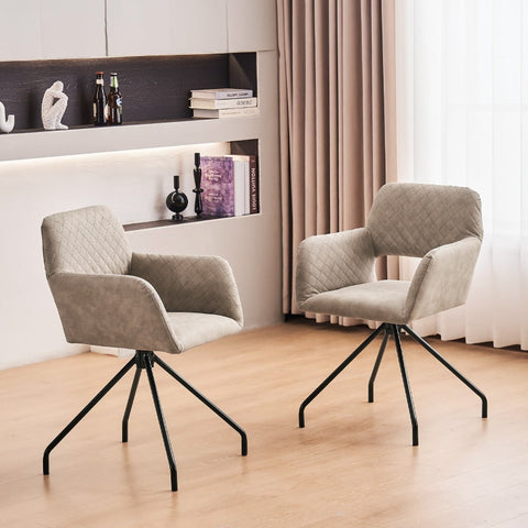 Rootz 2 Piece Khaki Makeup Chair Set - Vanity Seating - Faux Leather Chairs - Ergonomic Comfort - 58cm x 55.88cm x 79cm