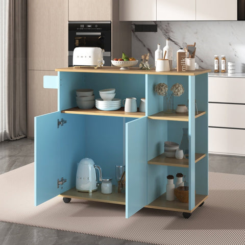 Rootz Minimalist Modern Kitchen Cart - Kitchen Island - Rolling Trolley - Movable Storage - 105L x 38W x 89.5H cm