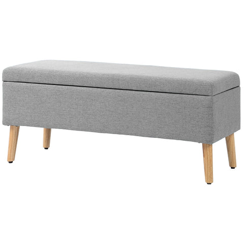Rootz Upholstered Storage Bench - Bed Bench - Ottoman Bench - Linen-Look Fabric - 110cm x 39cm x 45cm