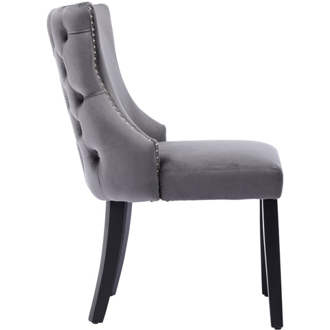 Rootz Elegant Dining Chair - Velvet Look Seat - Retro Dining Seat - Classic Comfort - 50L x 52W x 91H cm