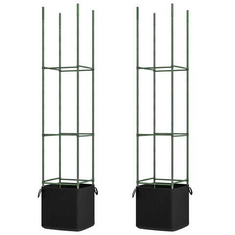 Rootz Planters - Trellis - Set Of 2 Bag - Adjustable Levels - Stainless Steel - Felt - Plastic - Green - 33L x 33W x 180H cm