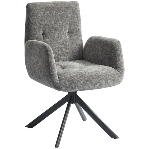 Rootz Upholstered Accent Chair - Swivel Armchair - Modern Lounge Chair - 360° Rotation - 60cm x 61cm x 88cm - Comfy Grey Design