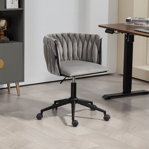 Rootz Velvety Soft Office Chair - Ergonomic Desk Chair - 360° Rotatable Swivel Chair - Height Adjustable - 56cm x 52cm x 73cm