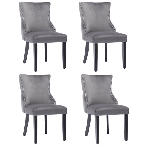 Rootz Elegant Dining Chair - Velvet Look Seat - Retro Dining Seat - Classic Comfort - 50L x 52W x 91H cm