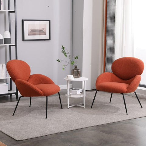 Rootz Teddy Velvet Dressing Chair - Comfy Seating - Modern Armchair - High-Density Foam - 74.1cm x 77.9cm x 81cm - Easy Assembly Orange