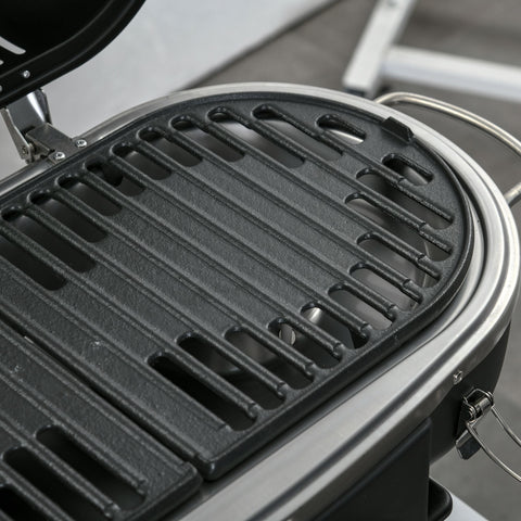 Rootz Portable Gas Grill - Foldable BBQ - Garden Grill - Compact & Easy Cleaning - 66cm x 34.5cm x 37cm