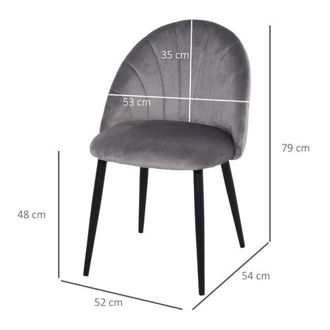 Rootz 4 Piece Set Dining Chairs - Velvet Look Chairs - Ergonomic Seats - Extra Comfort - 52cm x 54cm x 79cm