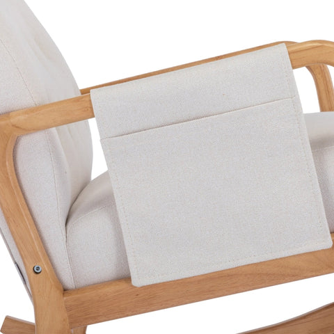 Rootz Mid-Century Modern Rocking Chair - Relaxation Seat - Ergonomic Swing Base - Solid Wood - 65x85x94cm - Includes Footrest 53x36x36cm